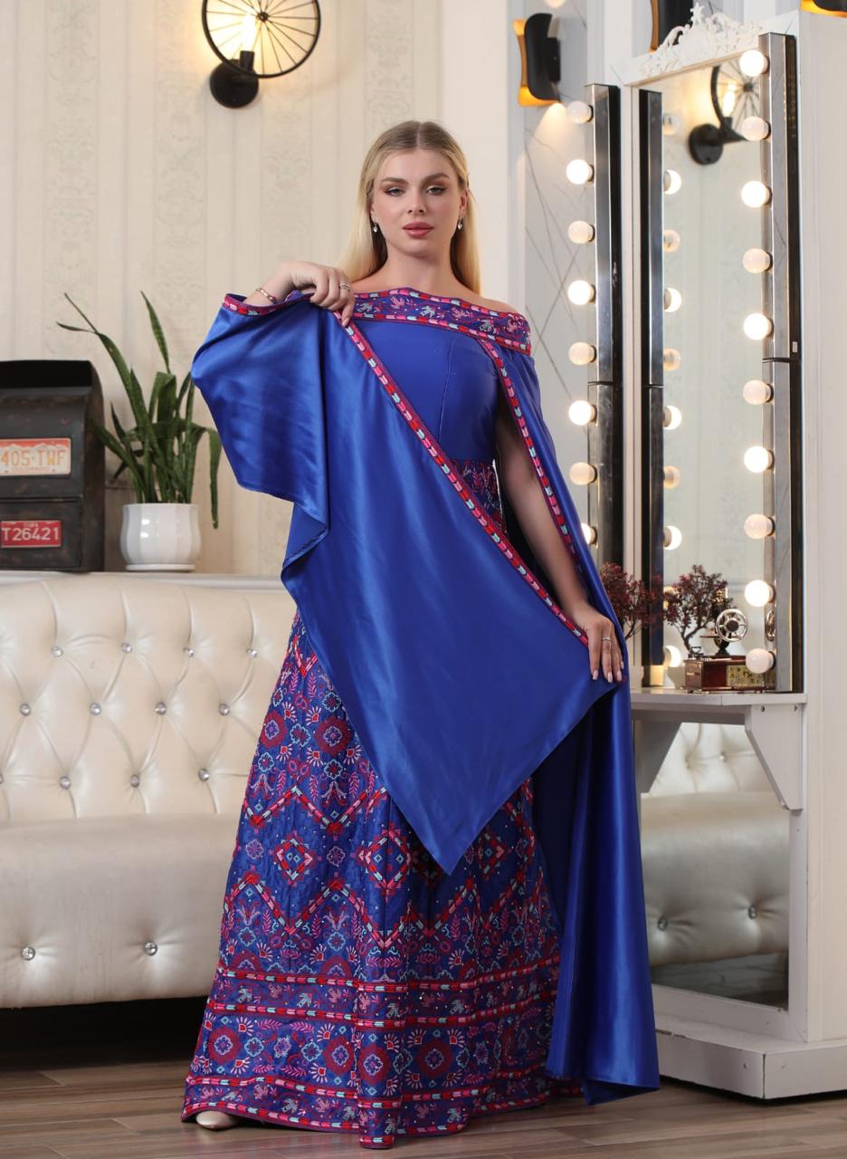 Blue Phoenix - Embroidered Palestinian Style Dress