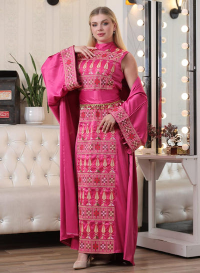 Satin Beauty - 2 Piece Embroidered Palestinian Dress