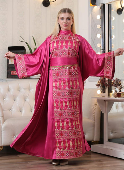 Satin Beauty - 2 Piece Embroidered Palestinian Dress