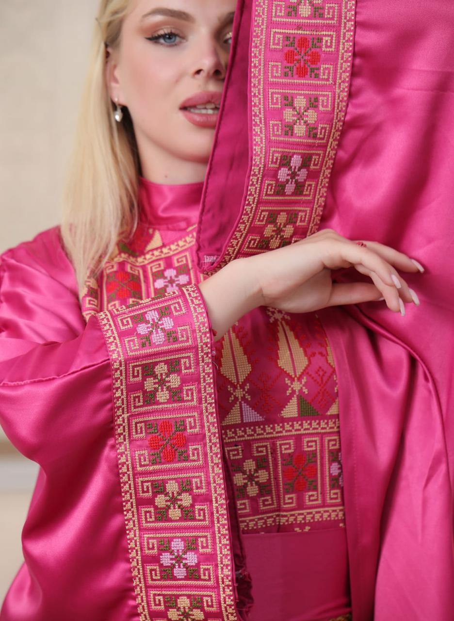 Satin Beauty - 2 Piece Embroidered Palestinian Dress