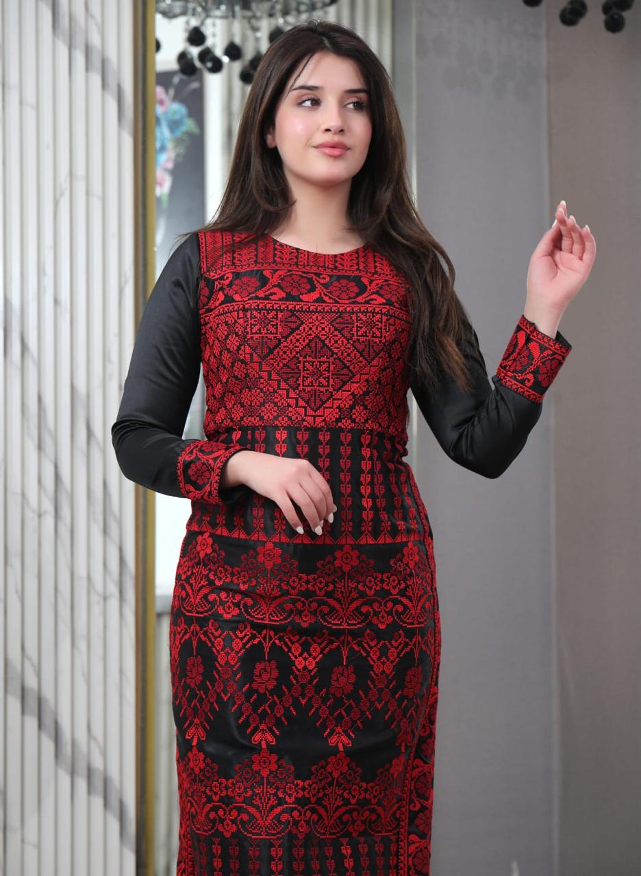 Ruby Of Ramallah - Embroidered Palestinian Style Dress