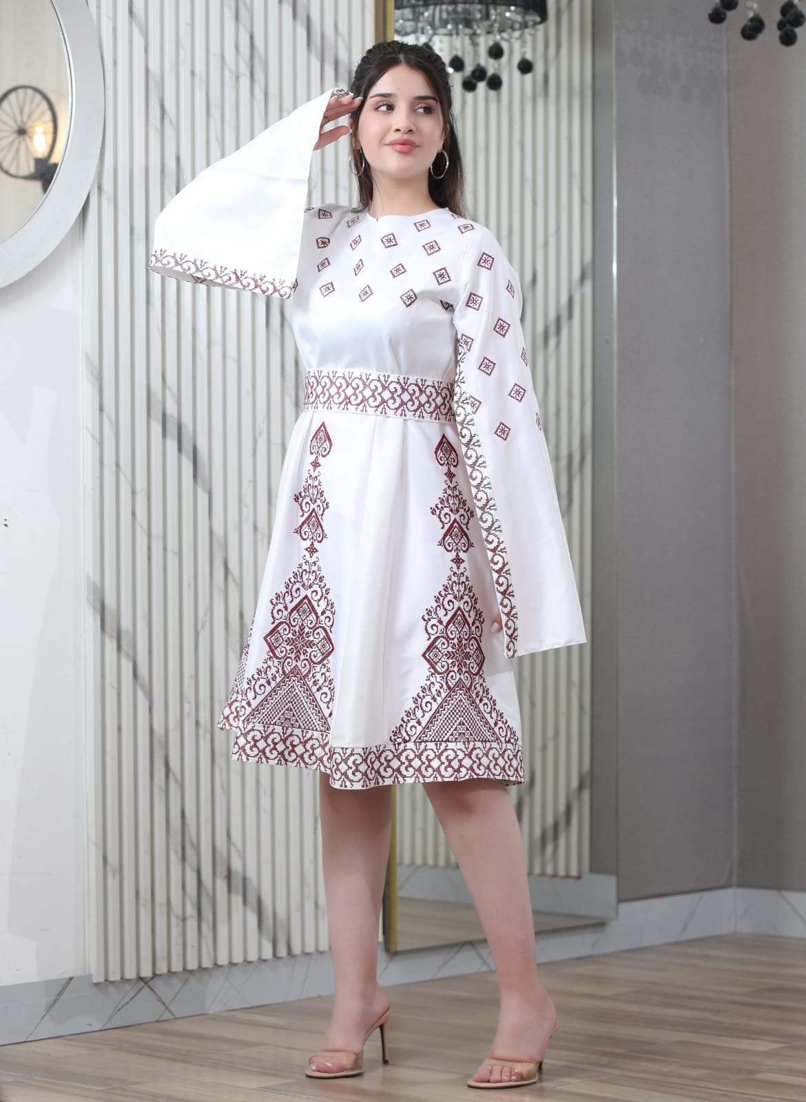 Elegant Short Dress - Embroidered Palestinian Dress