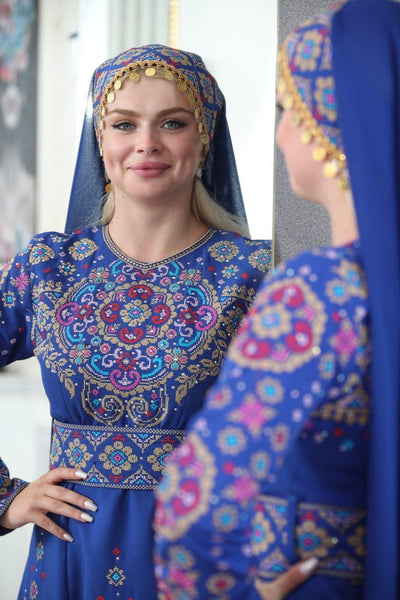 Sapphire Of Haifa - Embroidered Palestinian Dress