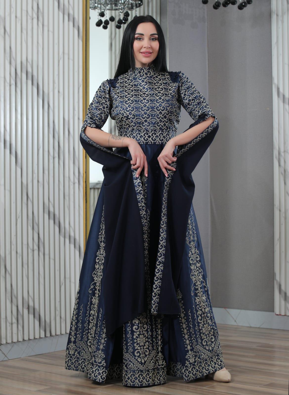 Navy Elegance - Embroidered Palestinian Dress - JPK Traditions