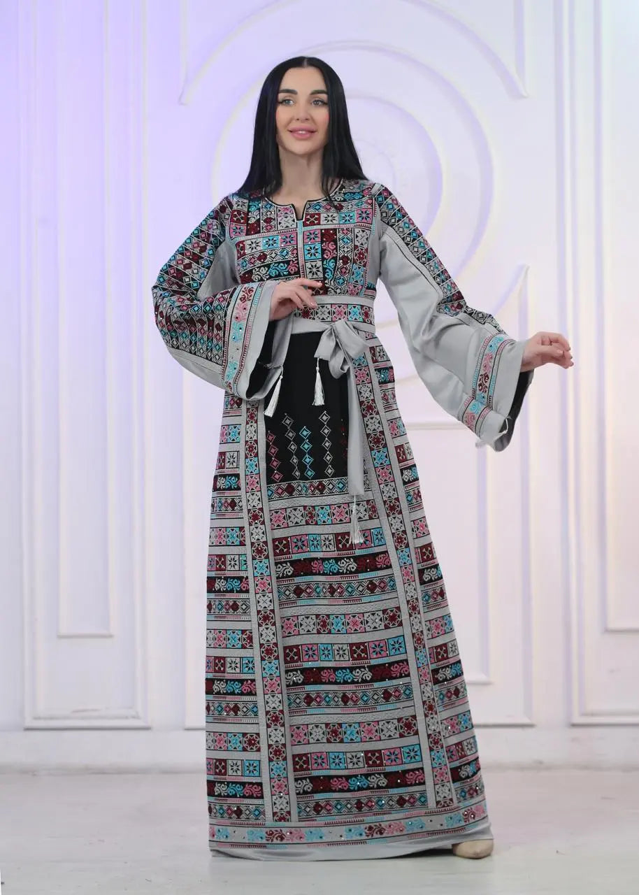 Moon Of Ramallah 2 - Traditional Embroidered Palestinian Thobe - JPK Traditions