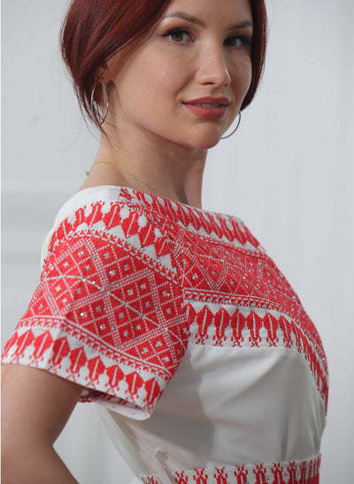 Crystal Of Silwan - Traditional Embroidered Palestinian short dress