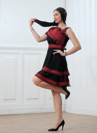 Crystal Of Silwan - Traditional Embroidered Palestinian short dress