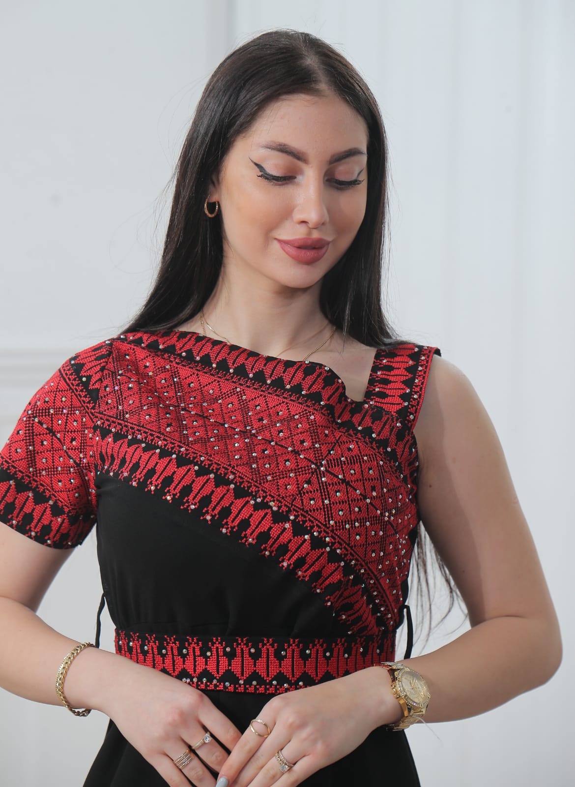 Crystal Of Silwan - Traditional Embroidered Palestinian short dress