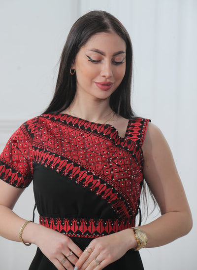 Crystal Of Silwan - Traditional Embroidered Palestinian short dress