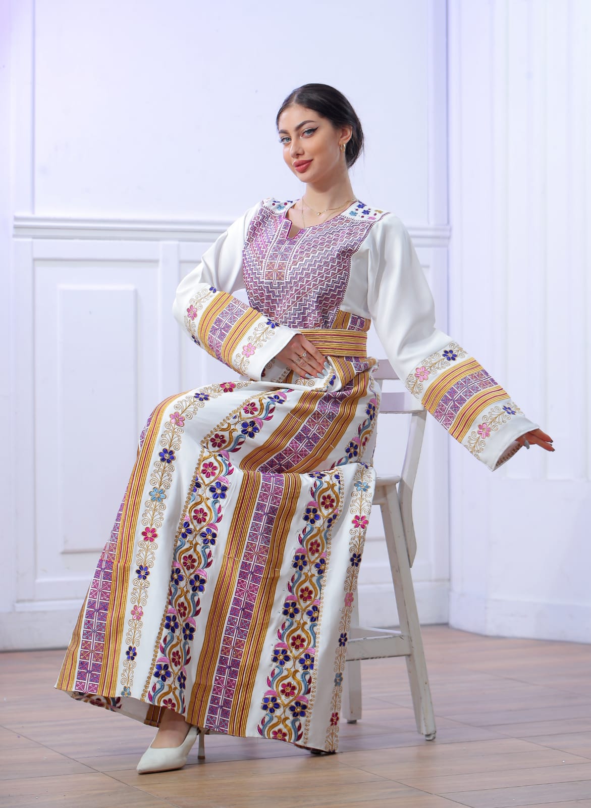 Moon Of Safad - Elegant Embroidered Palestinian Dress thobe