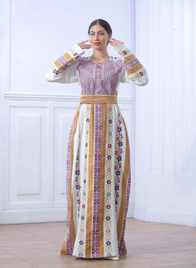 Moon Of Safad - Elegant Embroidered Palestinian Dress thobe