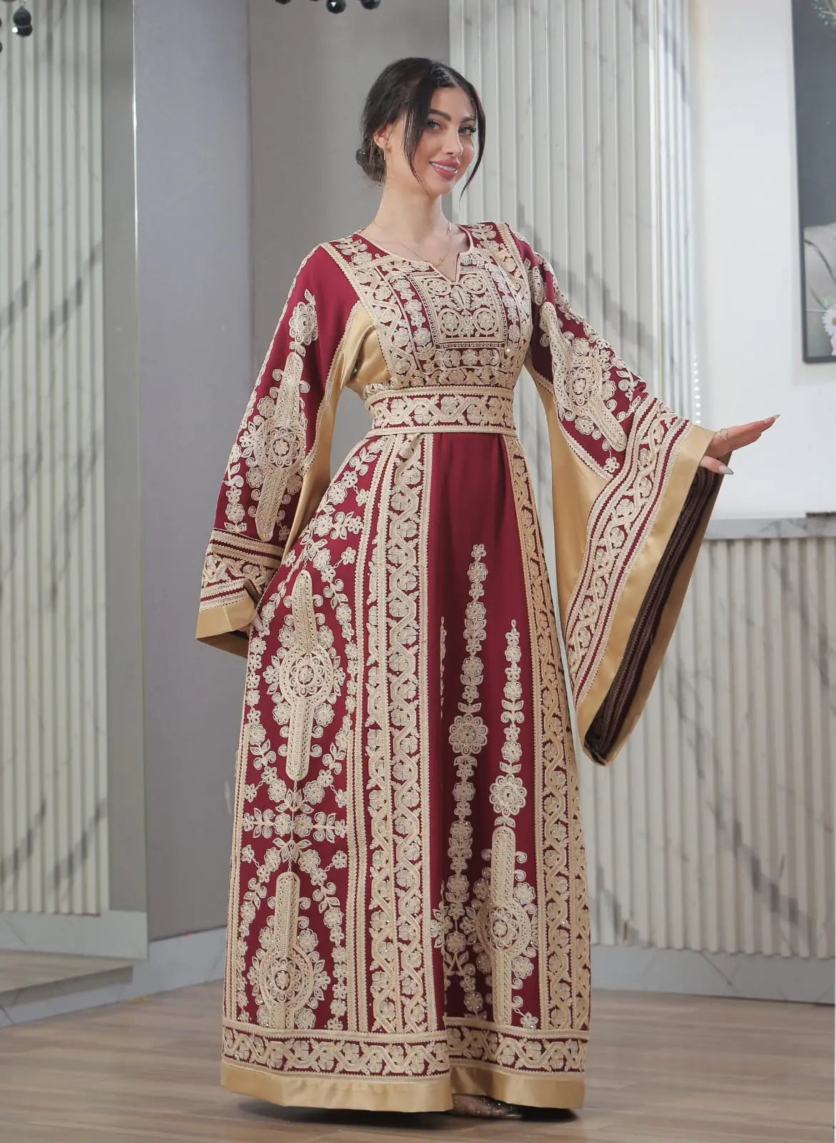 Blooms Of Nablus - High Quality Embroidered Palestinian style Thobe - JPK Traditions