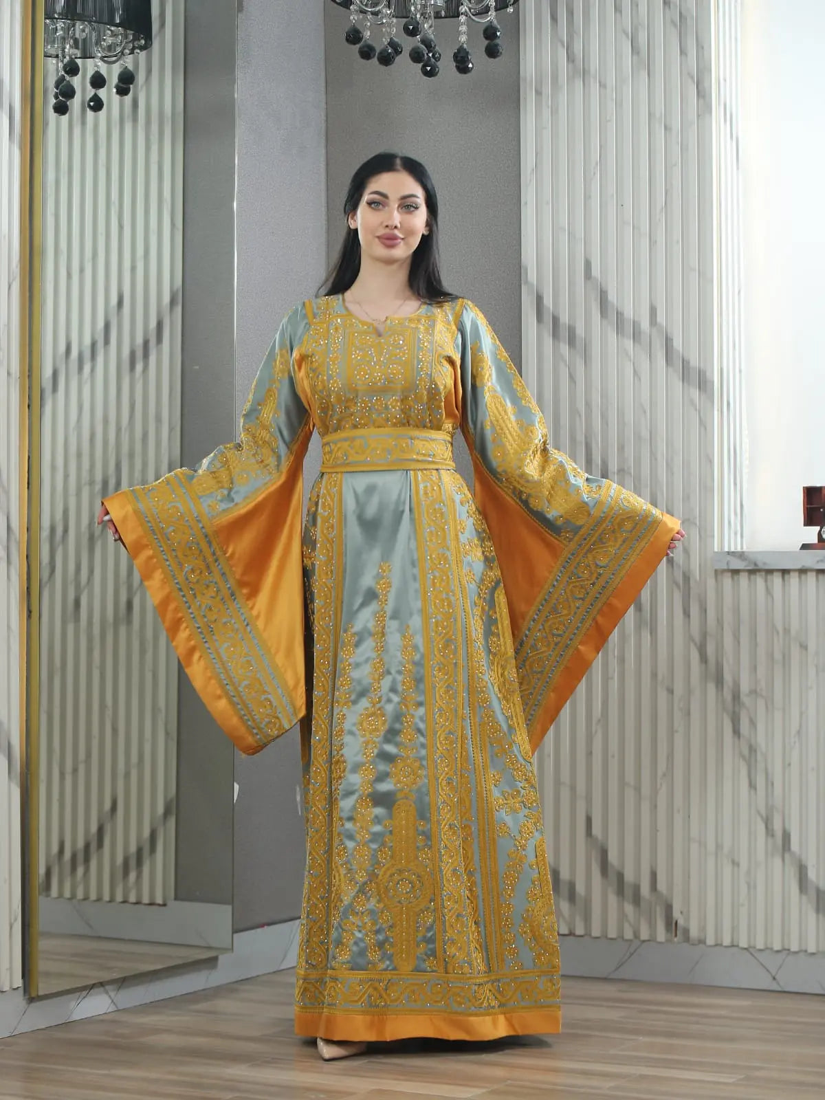 Blooms Of Nablus - High Quality Embroidered Palestinian style Thobe - JPK Traditions