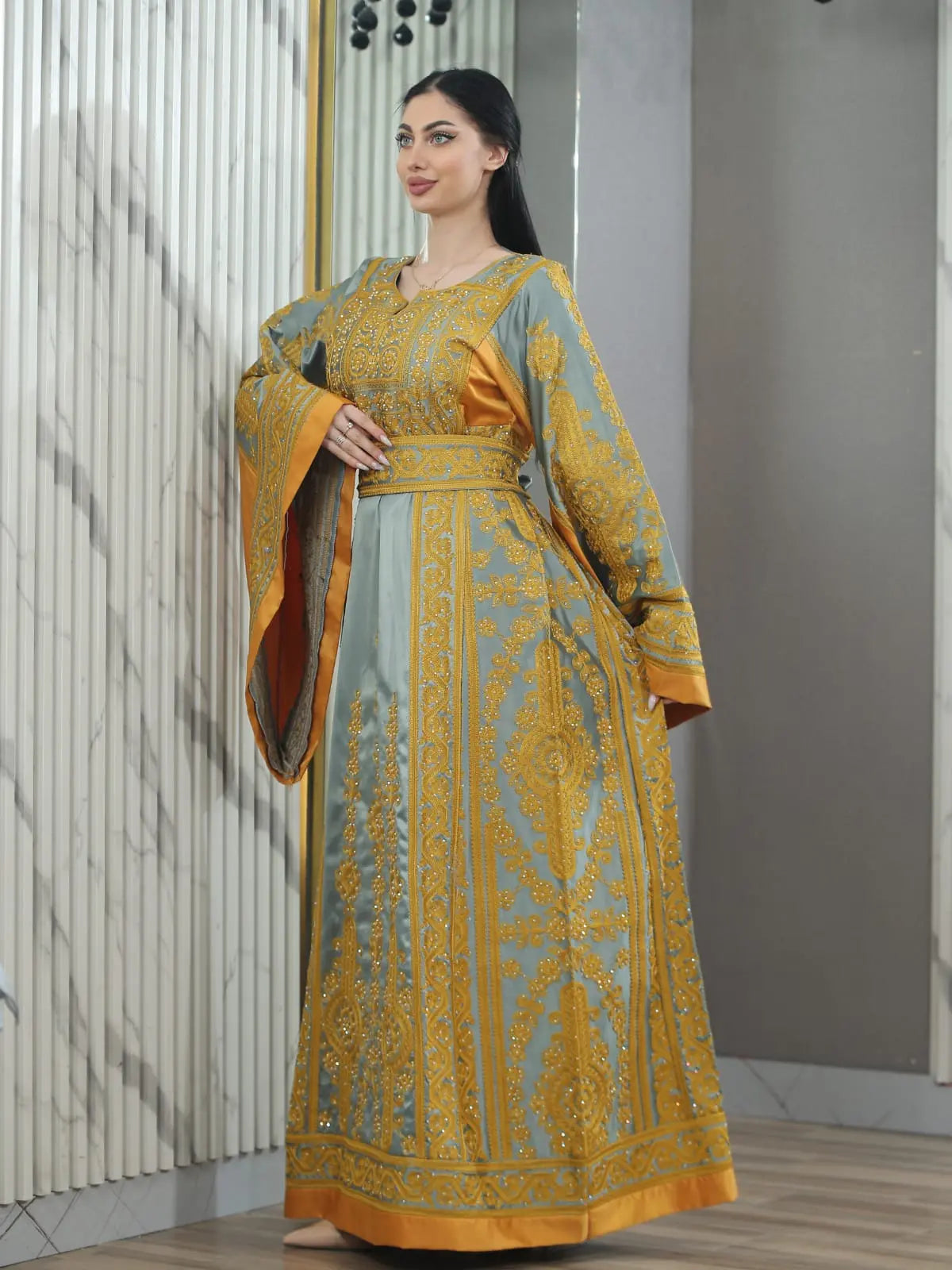 Blooms Of Nablus - High Quality Embroidered Palestinian style Thobe - JPK Traditions