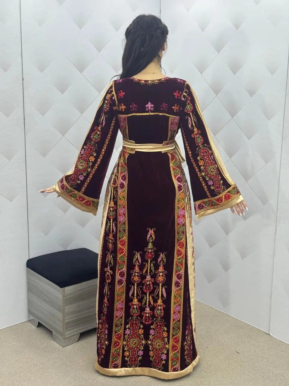 black tie women dresses Rhea Gold Embroidered Ball Gown Wedding Dress – A & M Enterprises Bridal main image 0