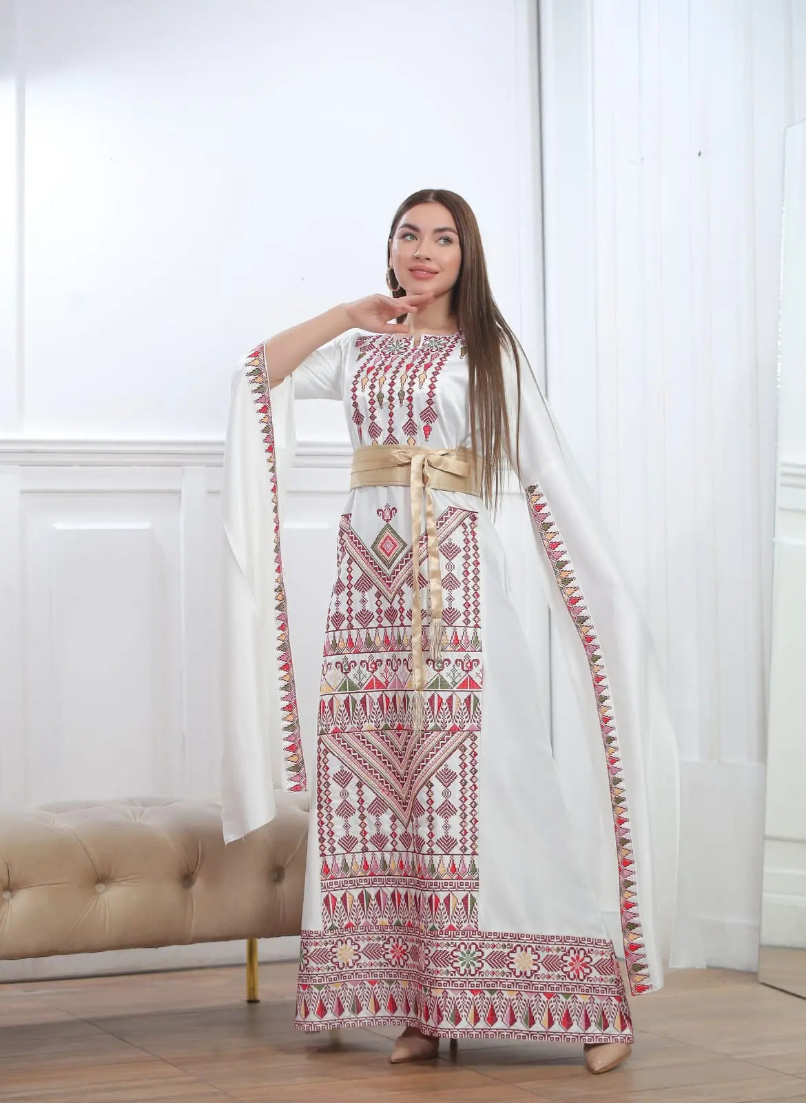 Haifa Threads - High Quality Embroidered Palestinian style Dress - JPK Traditions