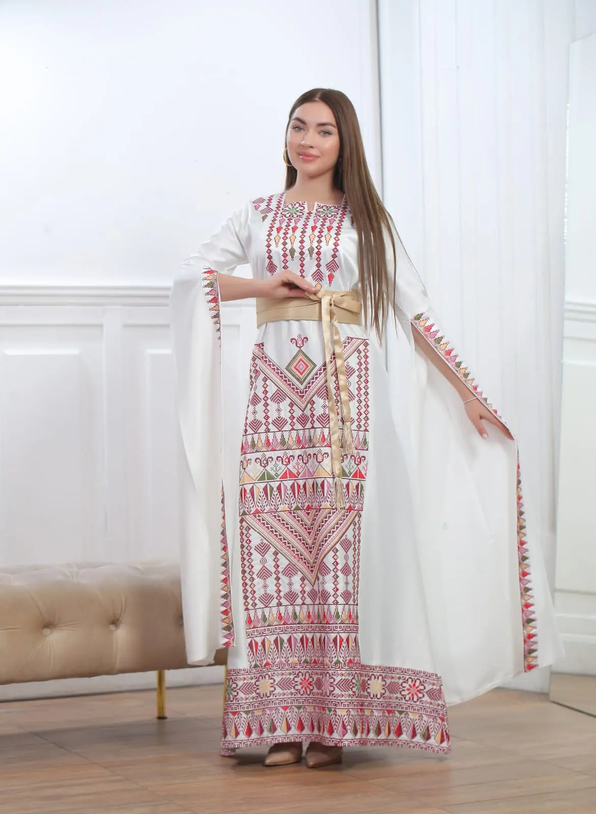 Haifa Threads - High Quality Embroidered Palestinian style Dress - JPK Traditions
