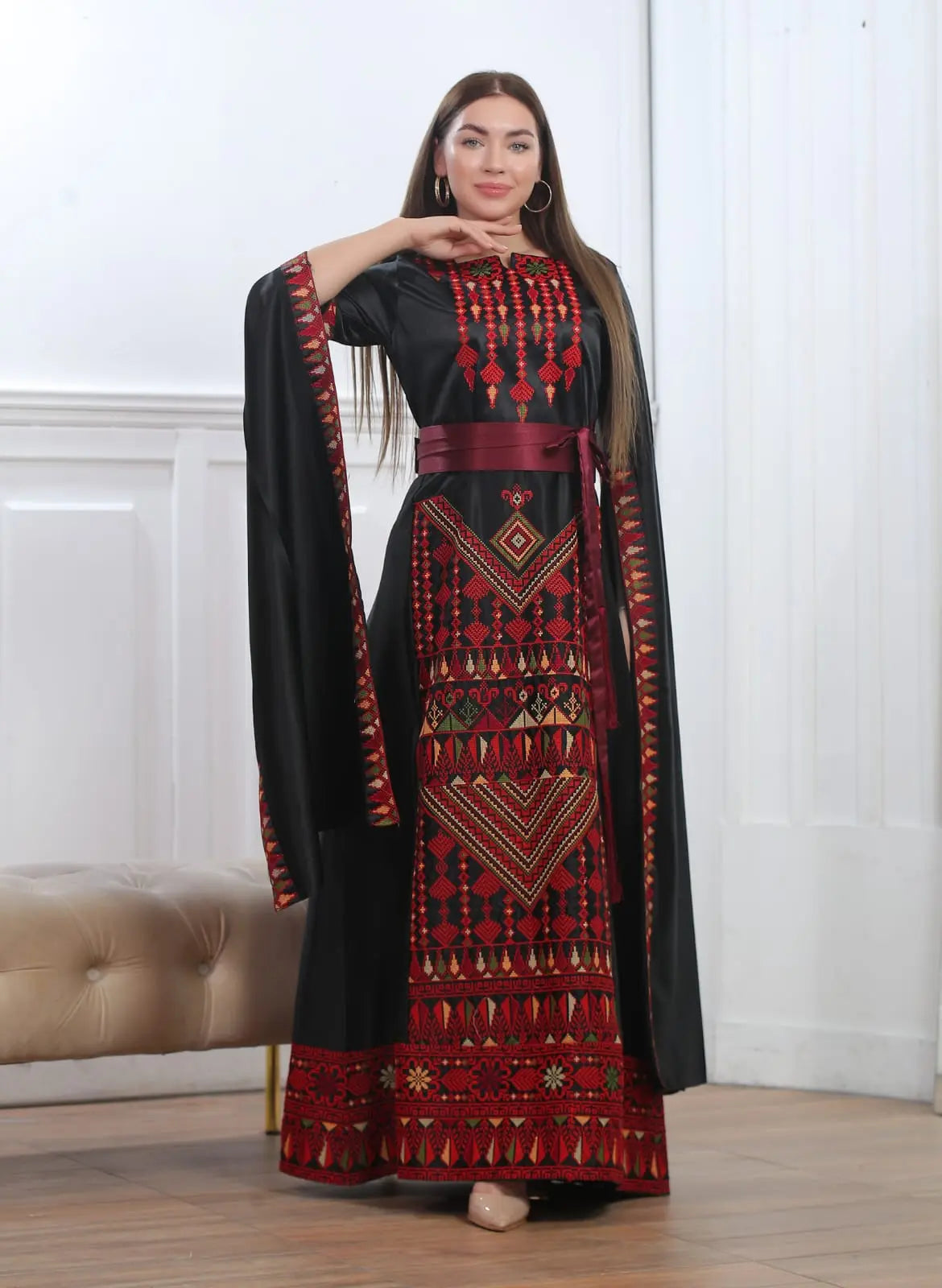 Haifa Threads - High Quality Embroidered Palestinian style Dress - JPK Traditions