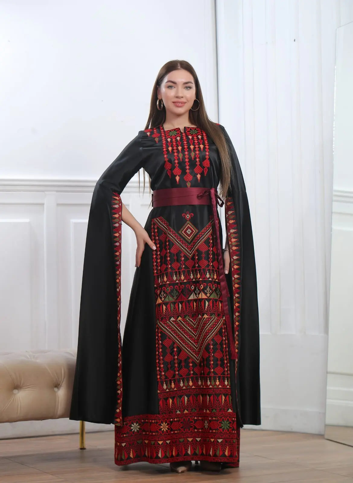 Haifa Threads - High Quality Embroidered Palestinian style Dress - JPK Traditions