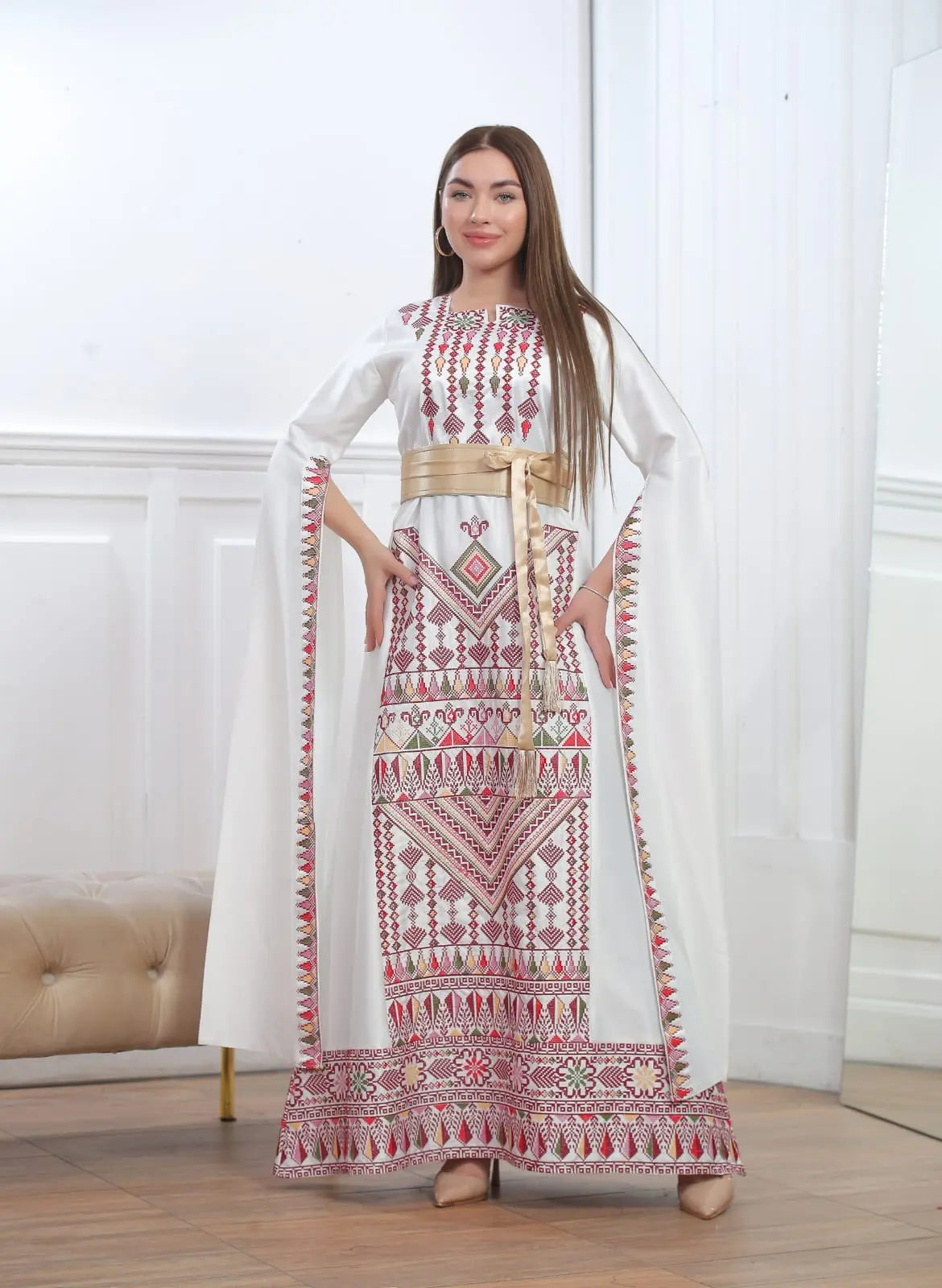 Haifa Threads - High Quality Embroidered Palestinian style Dress - JPK Traditions