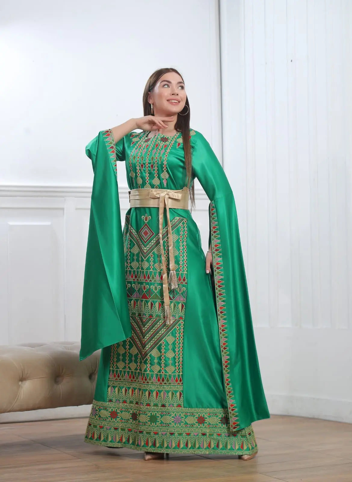 Haifa Threads - High Quality Embroidered Palestinian style Dress - JPK Traditions