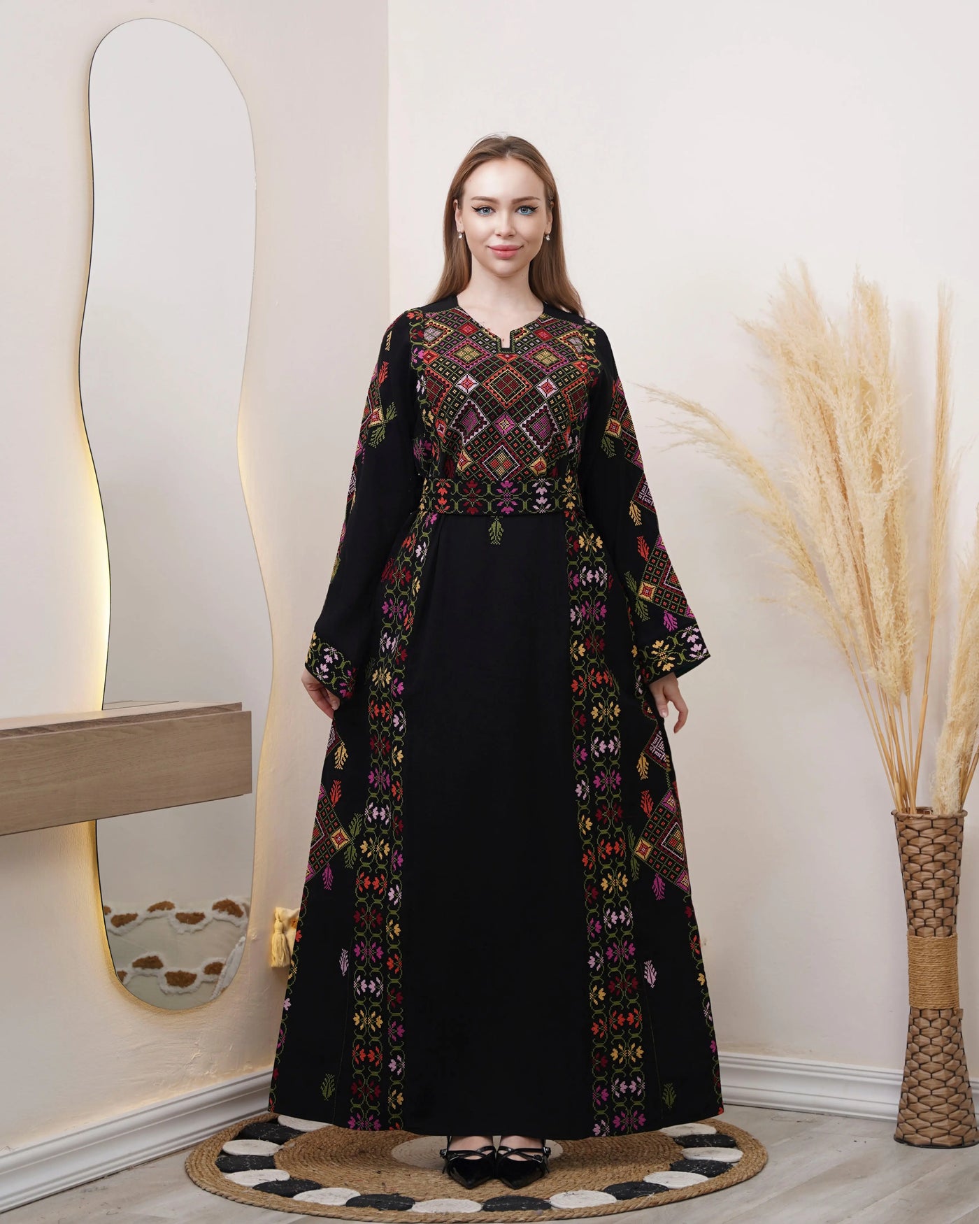 embroidered palestinian dress Shifaa Embroidered Palestinian Thobe  Elegant Cultural Dress