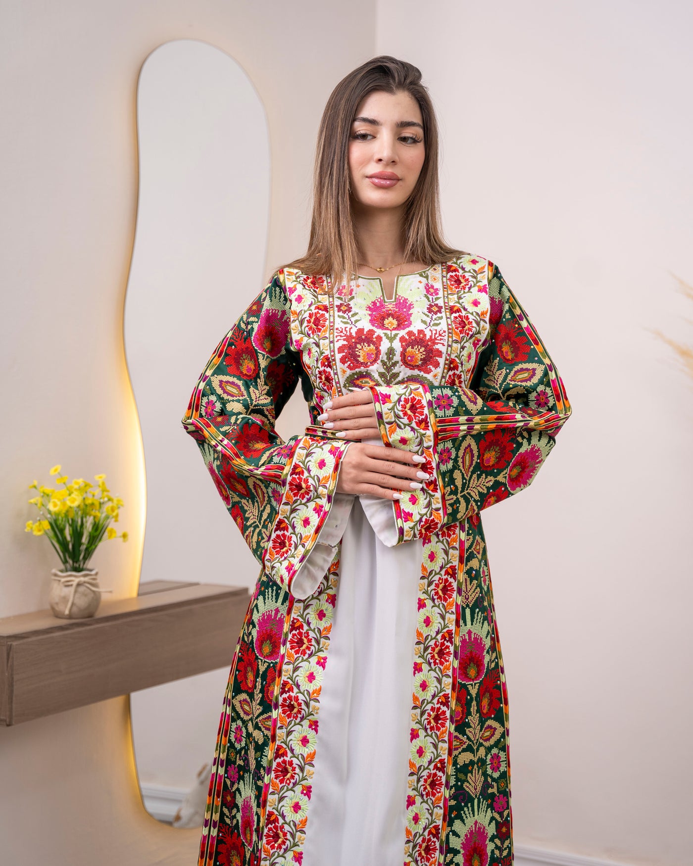 embroidered palestinian dresses Shifaa Embroidered Palestinian Thobe Elegant Cultural Dress