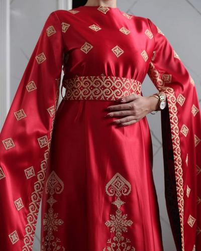 Red Queen - Embroidered Palestinian Style Dress