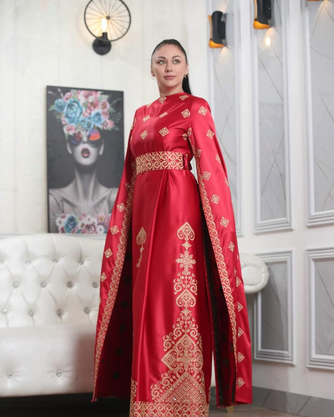 Red Queen - Embroidered Palestinian Style Dress