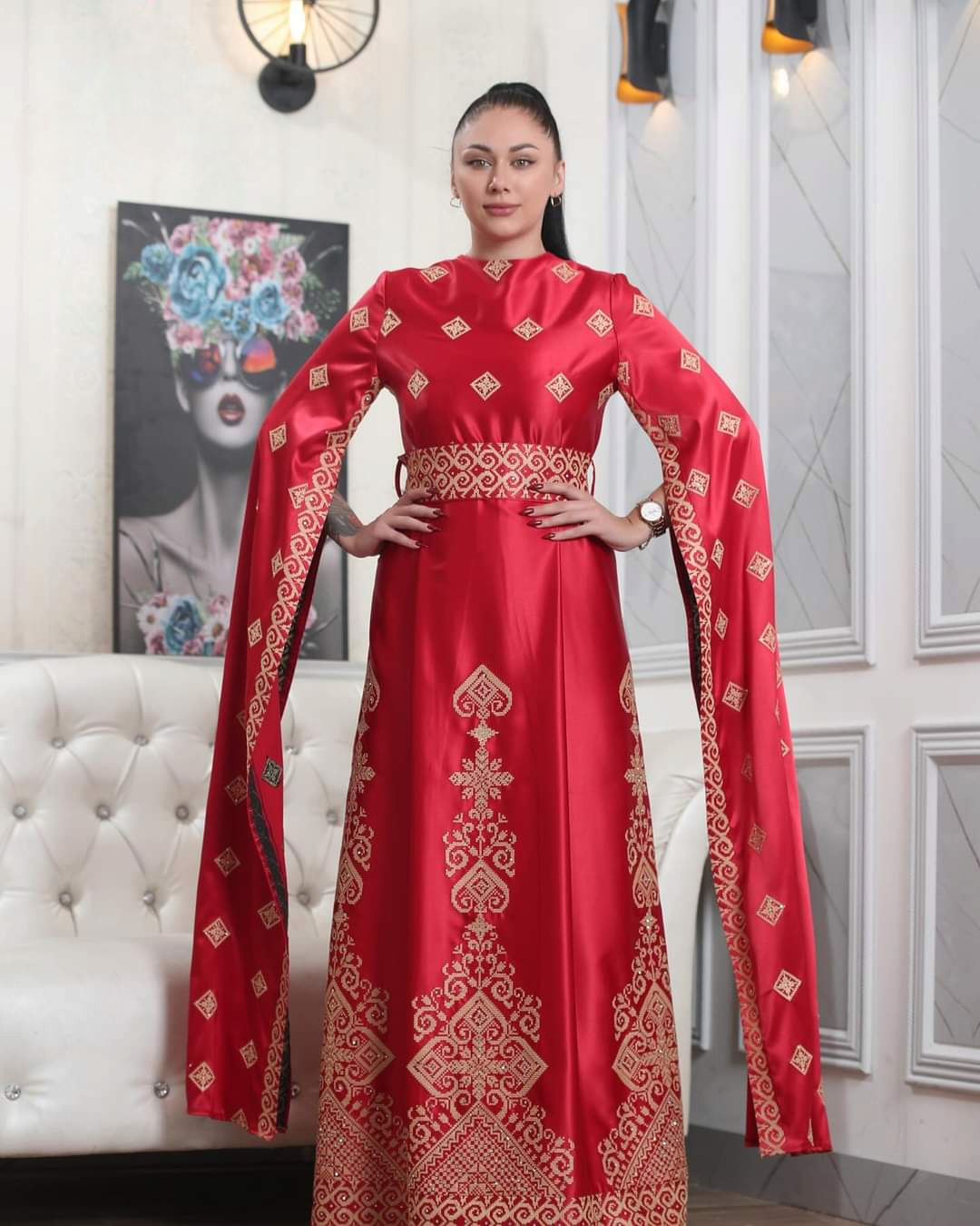 Red Queen - Embroidered Palestinian Style Dress