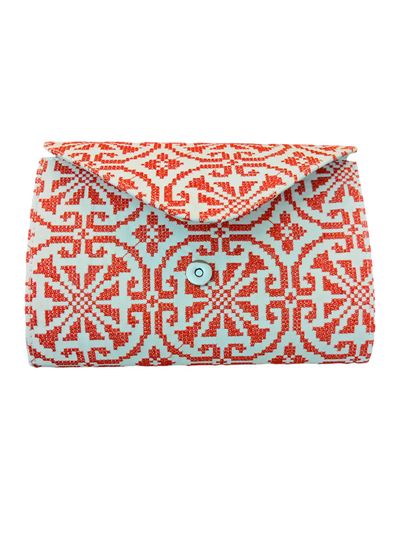 White & Red Traditional Embroidered Palestinian Purse