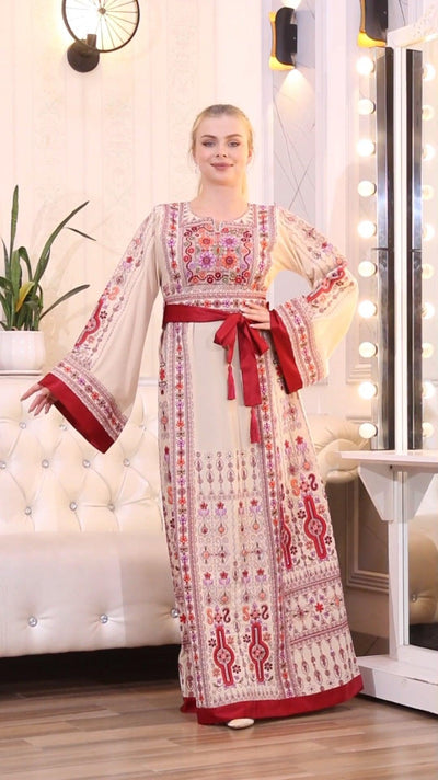 Flower Of Jerusalem -High Quality Embroidered Palestinian style Thobe - JPK Traditions