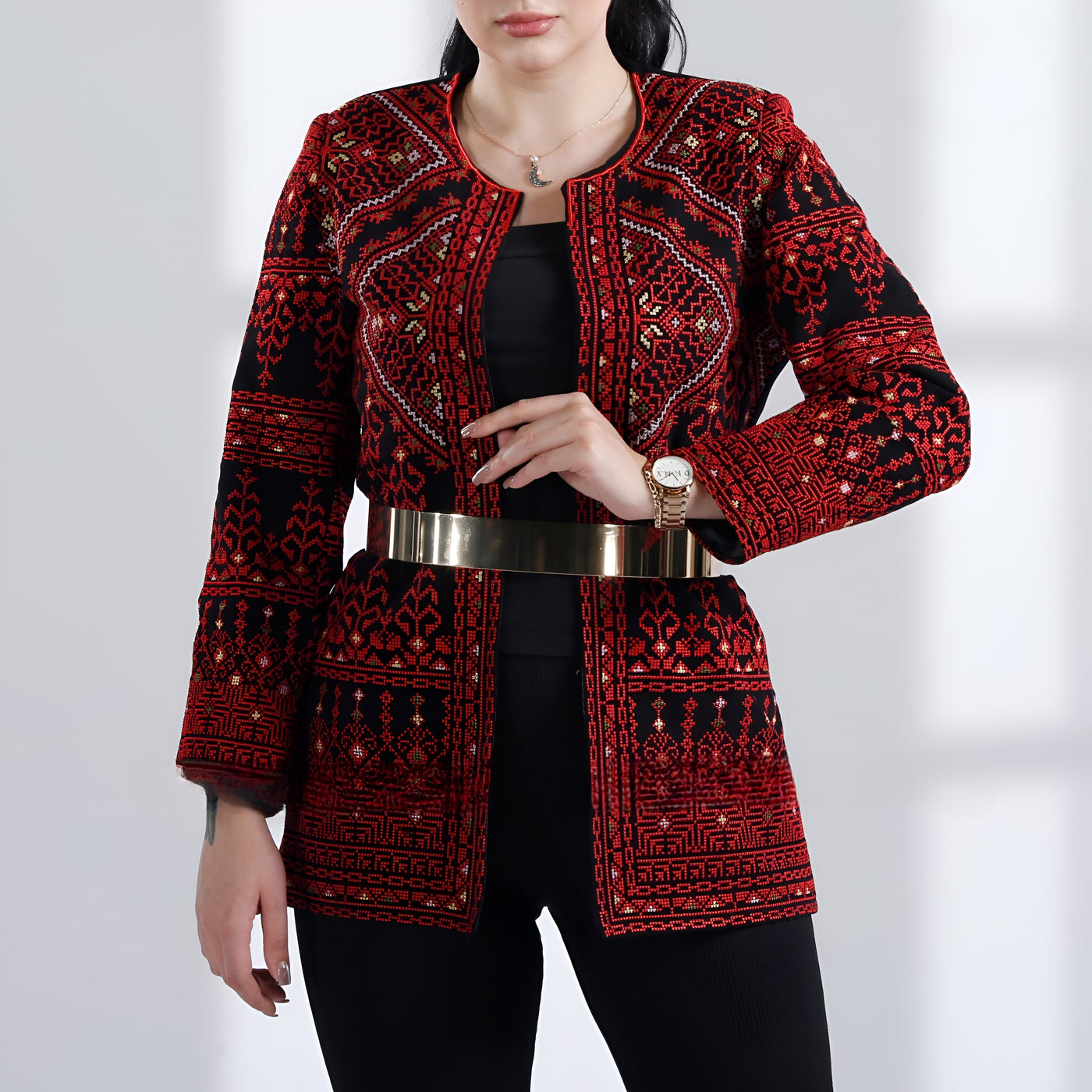 Embroidered Jacket With Collar - Palestinian / Jordanian style