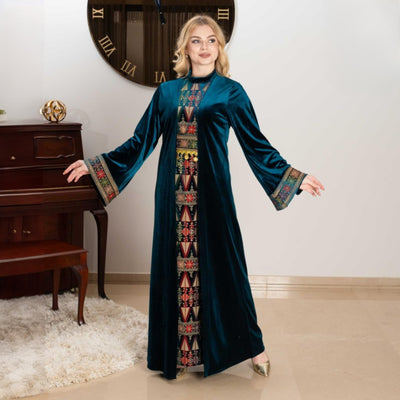 Embroidered Abaya Thobe - Embroidered  Palestinian Jordanian style Abaya Thobe