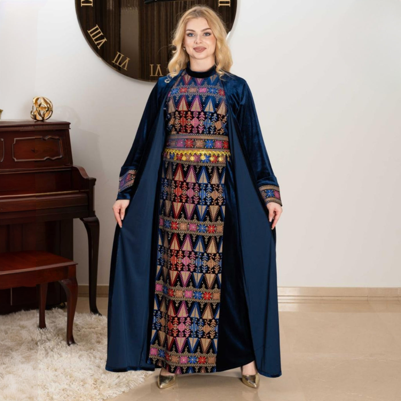 Embroidered Abaya Thobe - Embroidered  Palestinian Jordanian style Abaya Thobe