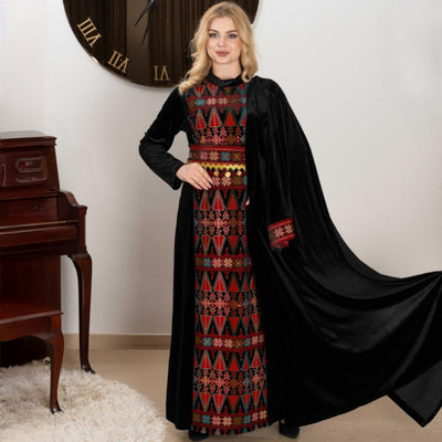 Embroidered Abaya Thobe - Embroidered  Palestinian Jordanian style Abaya Thobe