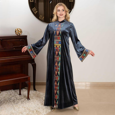 Embroidered Abaya Thobe - Embroidered  Palestinian Jordanian style Abaya Thobe