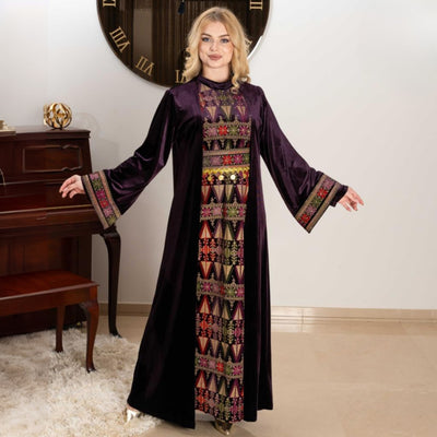 Embroidered Abaya Thobe - Embroidered  Palestinian Jordanian style Abaya Thobe