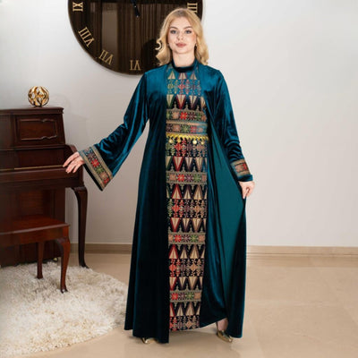 Embroidered Abaya Thobe - Embroidered  Palestinian Jordanian style Abaya Thobe