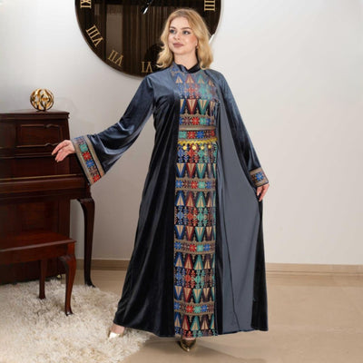 Embroidered Abaya Thobe - Embroidered  Palestinian Jordanian style Abaya Thobe