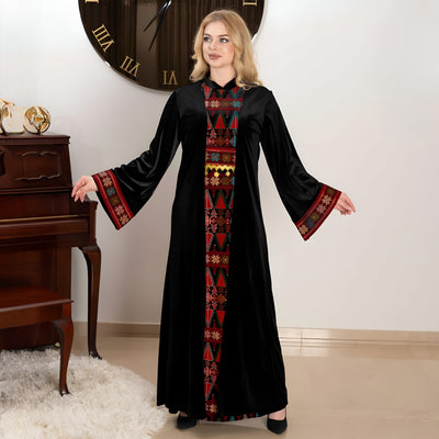 Embroidered Abaya Thobe - Embroidered  Palestinian Jordanian style Abaya Thobe