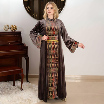 Embroidered Abaya Thobe - Embroidered  Palestinian Jordanian style Abaya Thobe