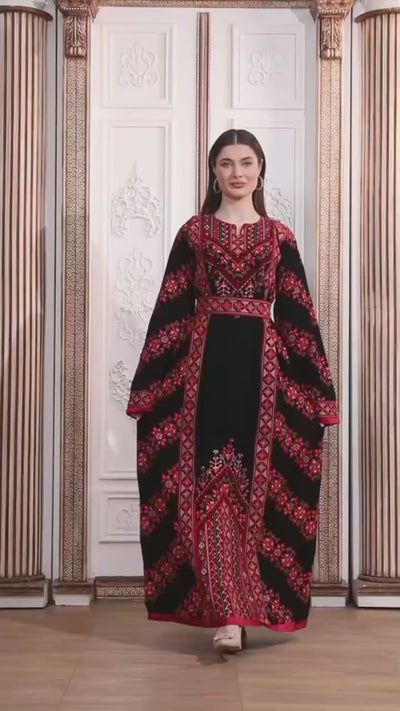 Moon Of Jerusalem- Traditional Embroidered Palestinian style Thobe