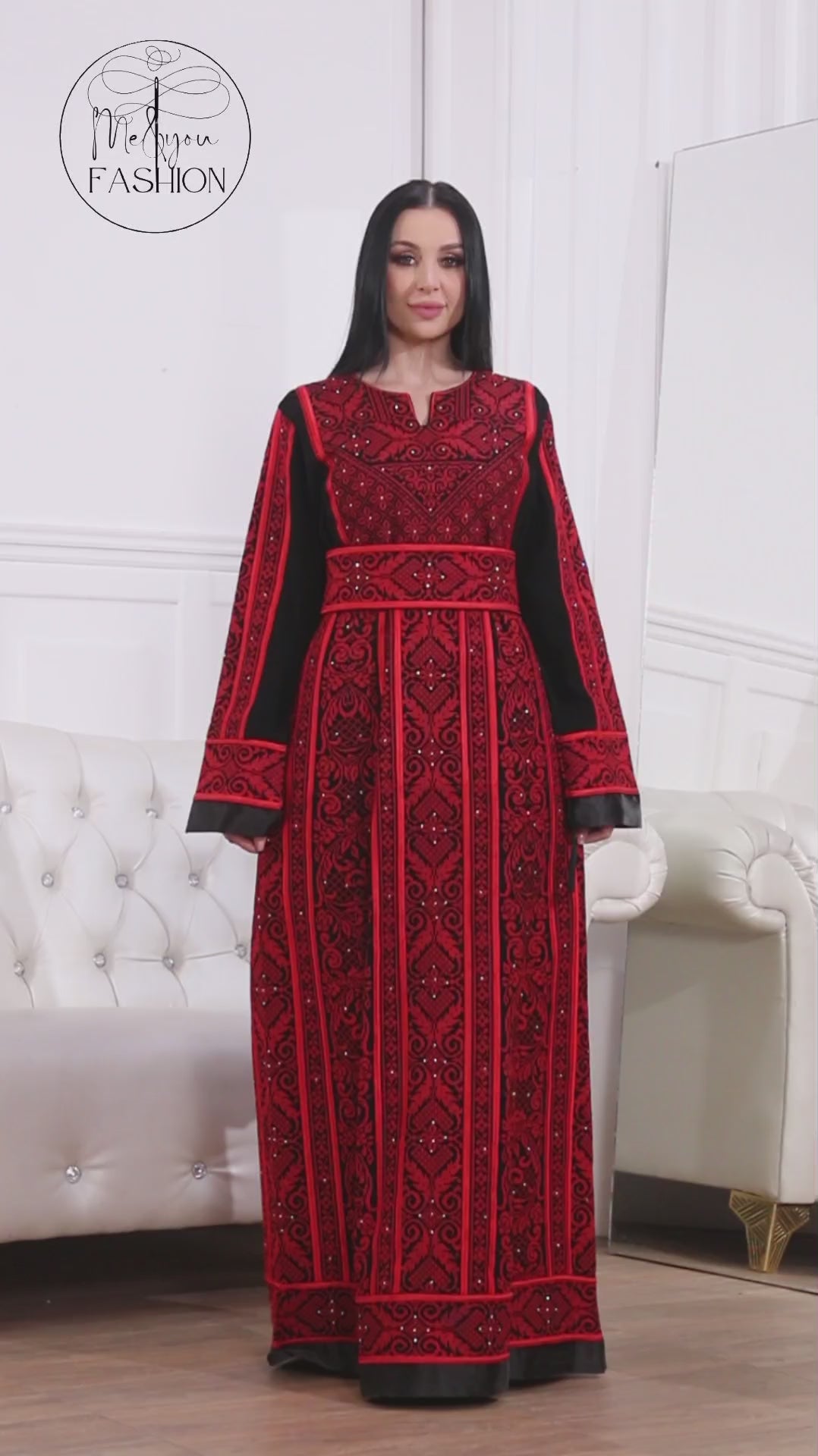 Rose Of Yafa - Traditional Embroidered Palestinian Thobe/Kaftan