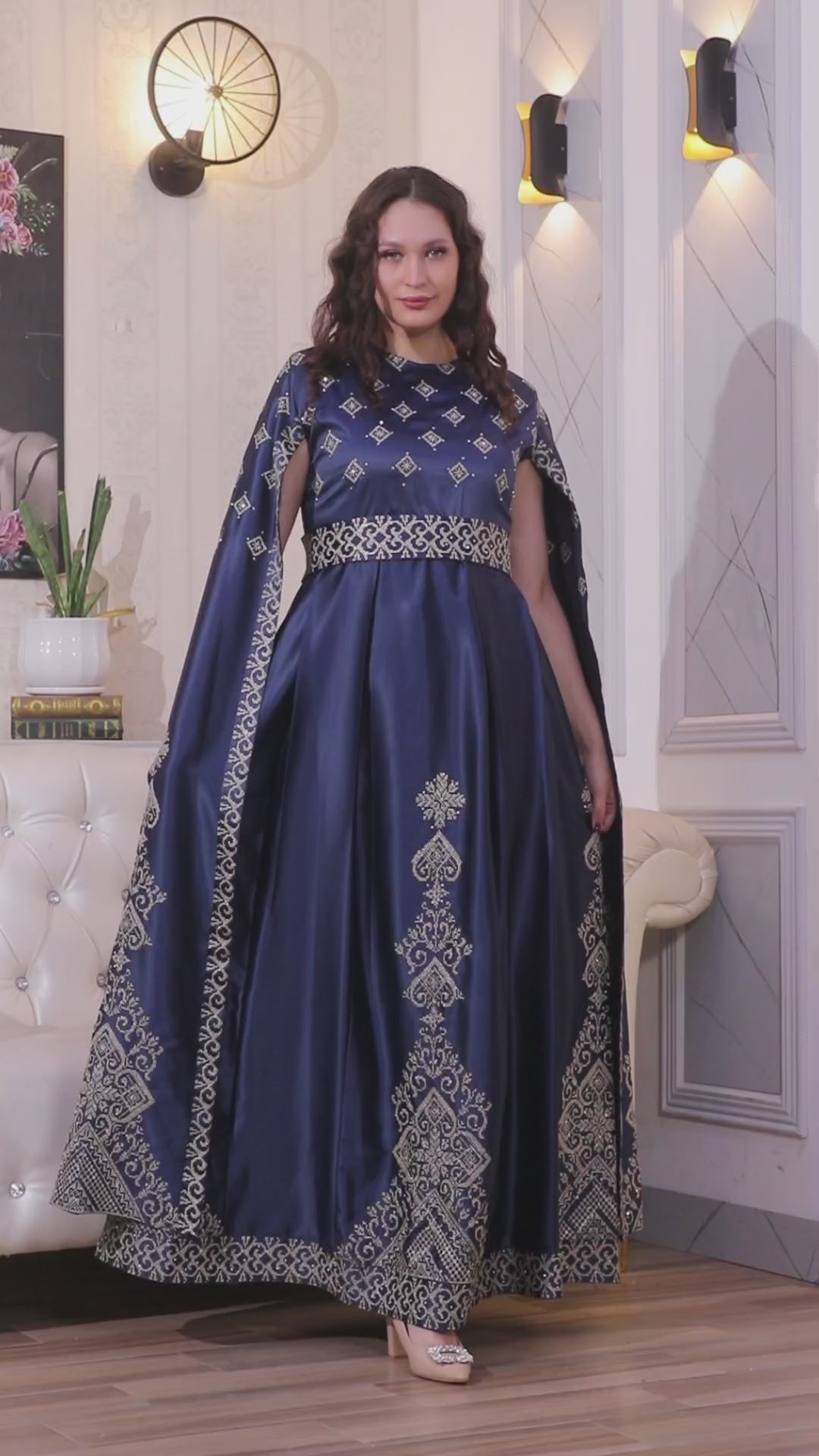 Navy Pearl - Embroidered Palestinian Dress